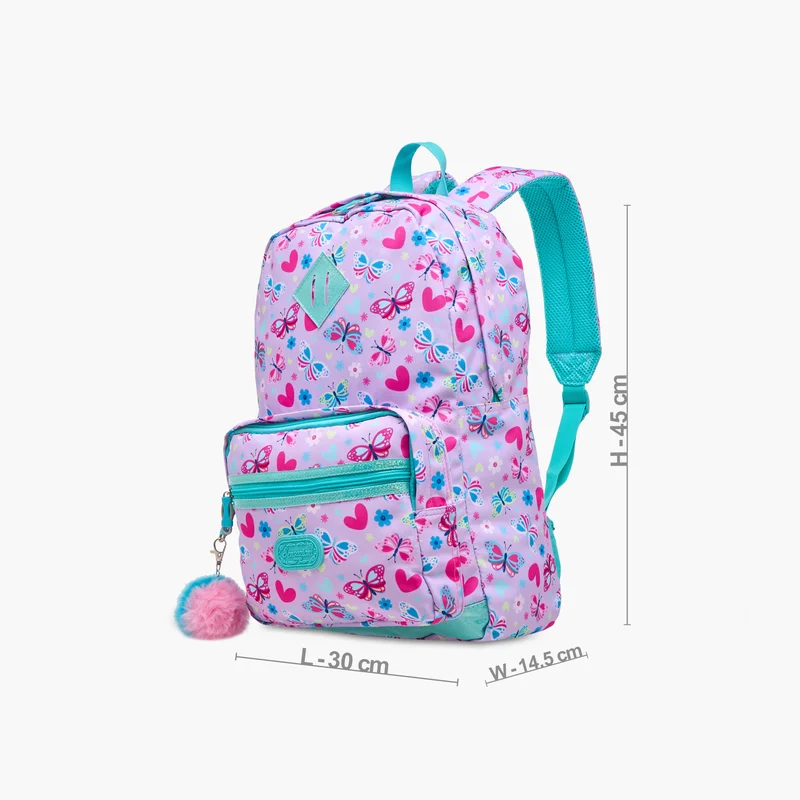 Sensazioni Backpack-1Cmprt-Butterfly-1L-Girls (Polyester) Pink \ 30X14.5X45